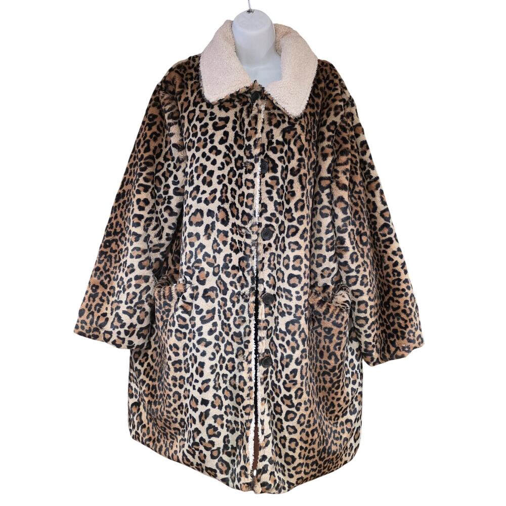 nwt Sanctuary Sierra Faux Fur Leopard Print "Over the‎ Rainbow" Coat SZ 1X